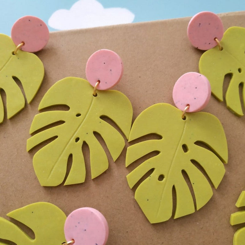 Chungawawa - Green Monstera Earrings
