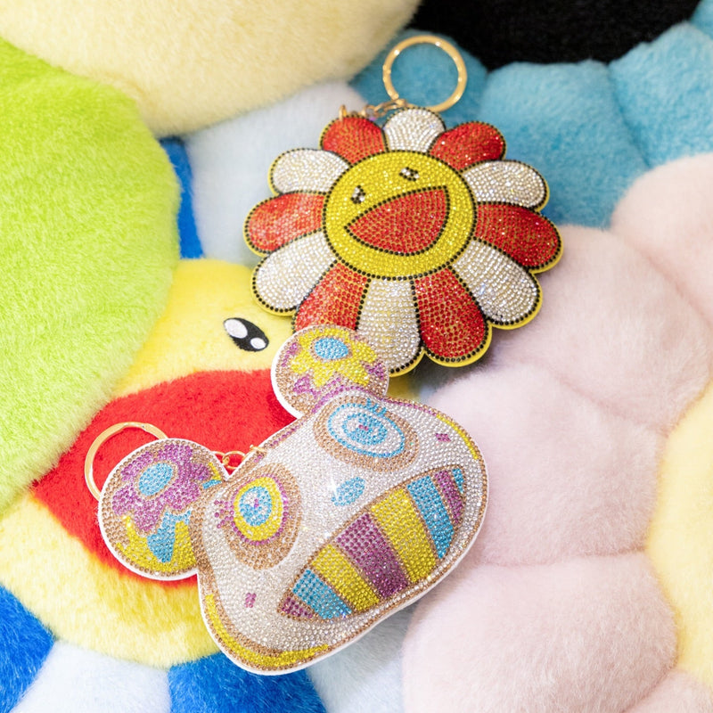 Takashi Murakami - Plush Glitter Rhinestone Keychain - Flower