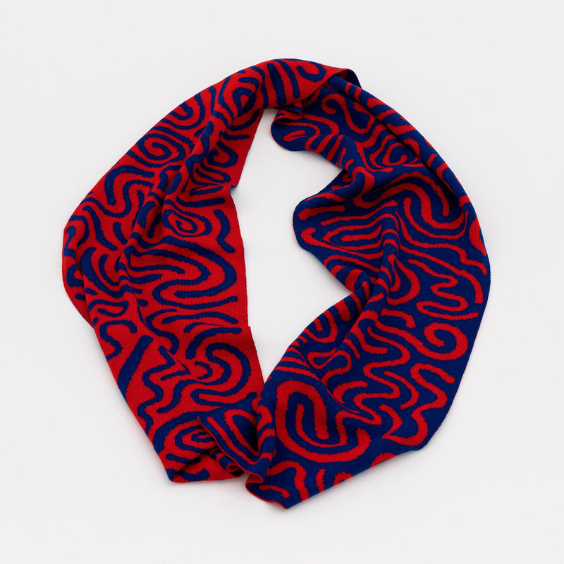 Josh Sperling - Squiggle Scarf (Red & Blue)