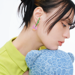 Takashi Murakami x Liquem - Cherry Earrings (Baby Pink)