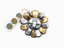 Load image into Gallery viewer, Takashi Murakami - Plush Flower Pin Keychain - Gold &amp; Silver
