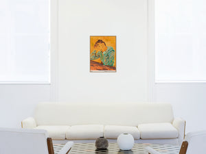 Claire Tabouret - Self Portrait at the Table (Orange) Poster