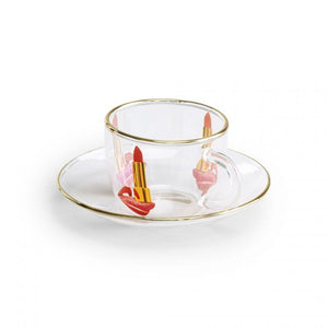 Toiletpaper (Maurizio Cattelan x Pierpaolo Ferrari) - Glass Coffee Cup & Saucer