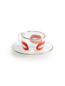 Toiletpaper (Maurizio Cattelan x Pierpaolo Ferrari) - Glass Coffee Cup & Saucer