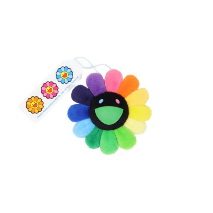 Takashi Murakami - Plush Flower Pin Keychain - Rainbow & Black