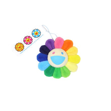 Load image into Gallery viewer, Takashi Murakami - Plush Flower Pin Keychain - Rainbow &amp; White
